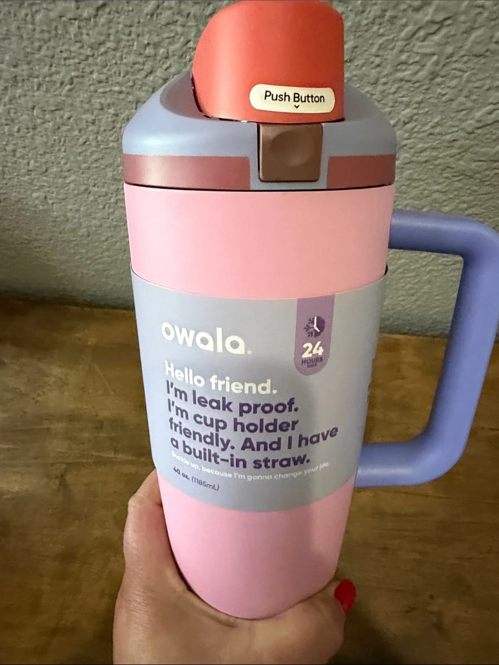 Owala Pink & Lavender Insulated Travel Tumbler with Handle 40 oz - Picture 6 of 6